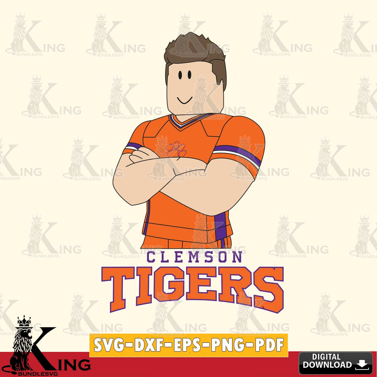 Clemson Tigers Roblox Football SVG file , NCAA Cricut, File cut , Digital Download , PDF File