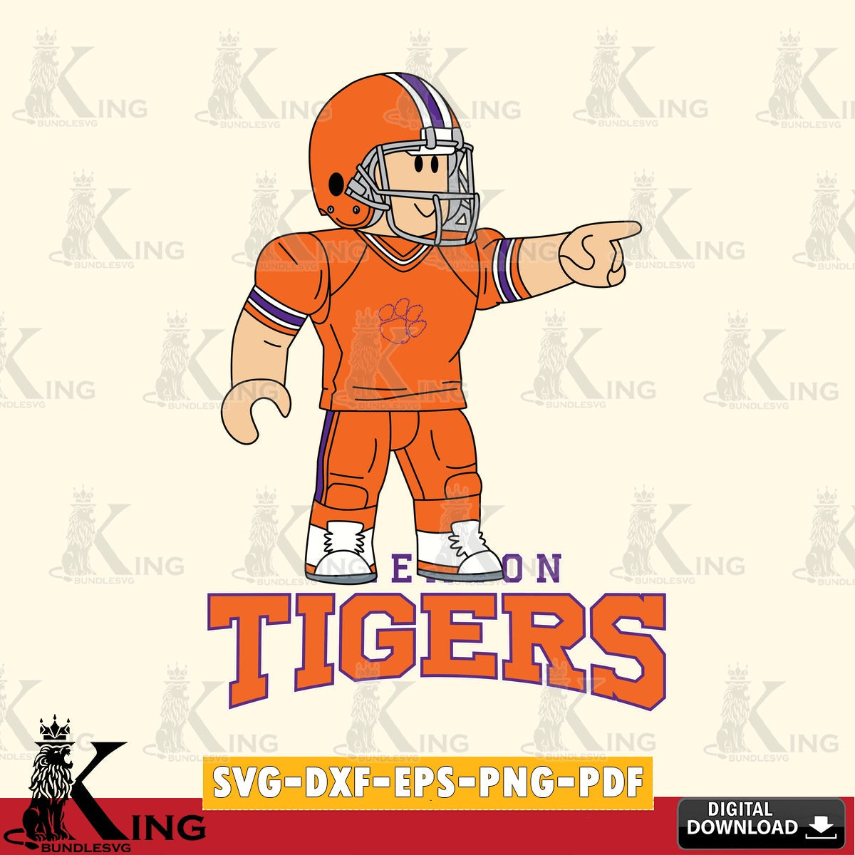 Clemson Tigers Roblox Player Football SVG file , NCAA Cricut, File cut , Digital Download , PDF File