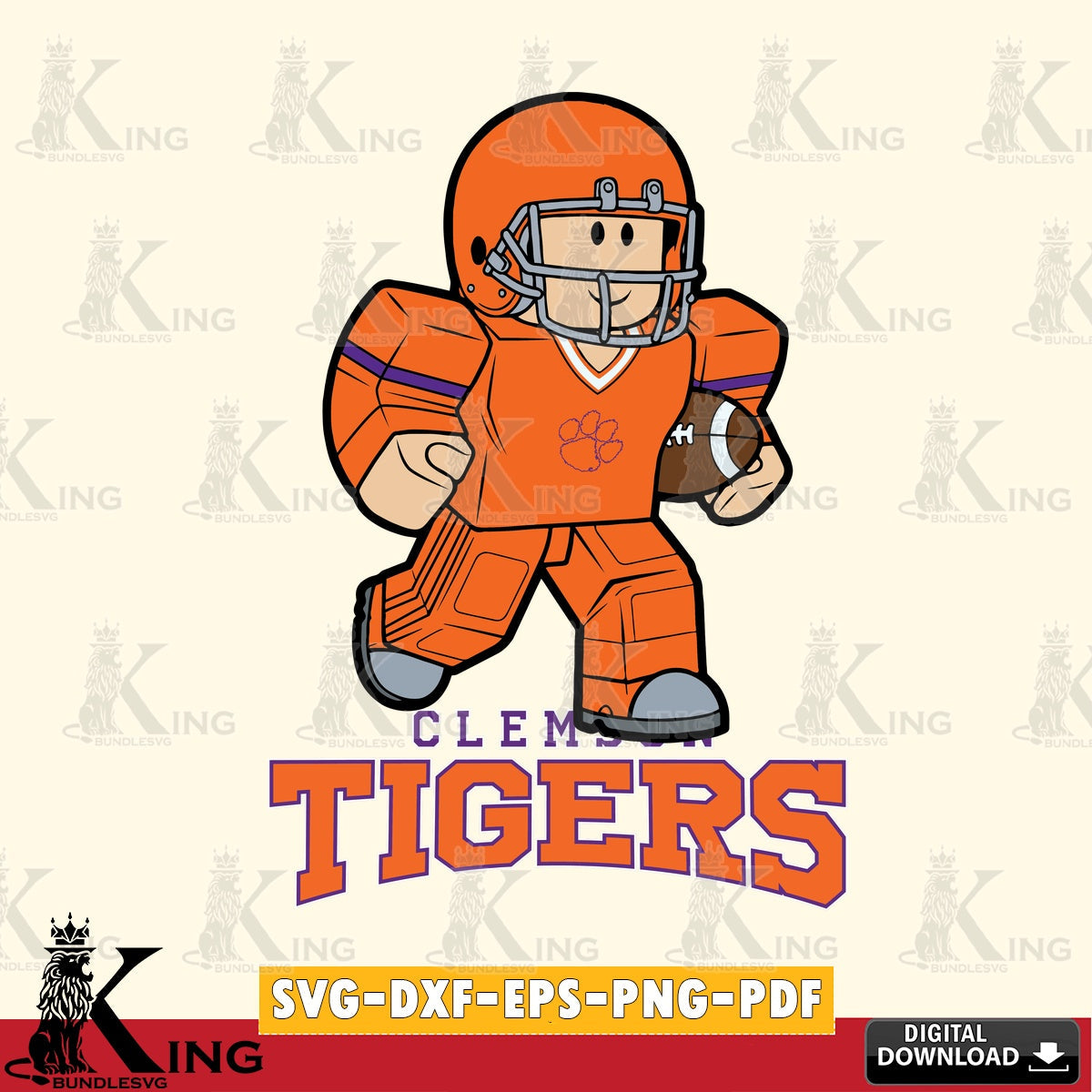 Clemson Tigers Roblox Player Rugby SVG file , NCAA Cricut, File cut , Digital Download , PDF File
