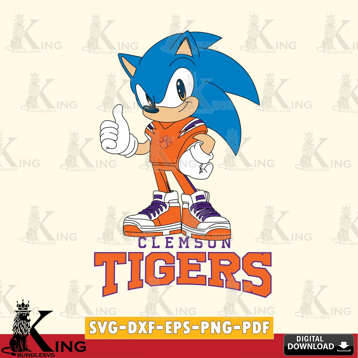 Clemson Tigers Sonic Like Football SVG file, Vector , Digital Download , PDF File , Instant Download