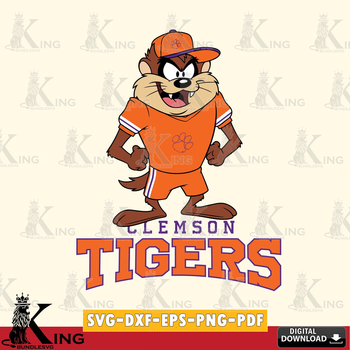 Clemson Tigers Taz Standing Pose SVG file, Cut file , Digital Download , Instant Download, Taz svg, NCAA svg