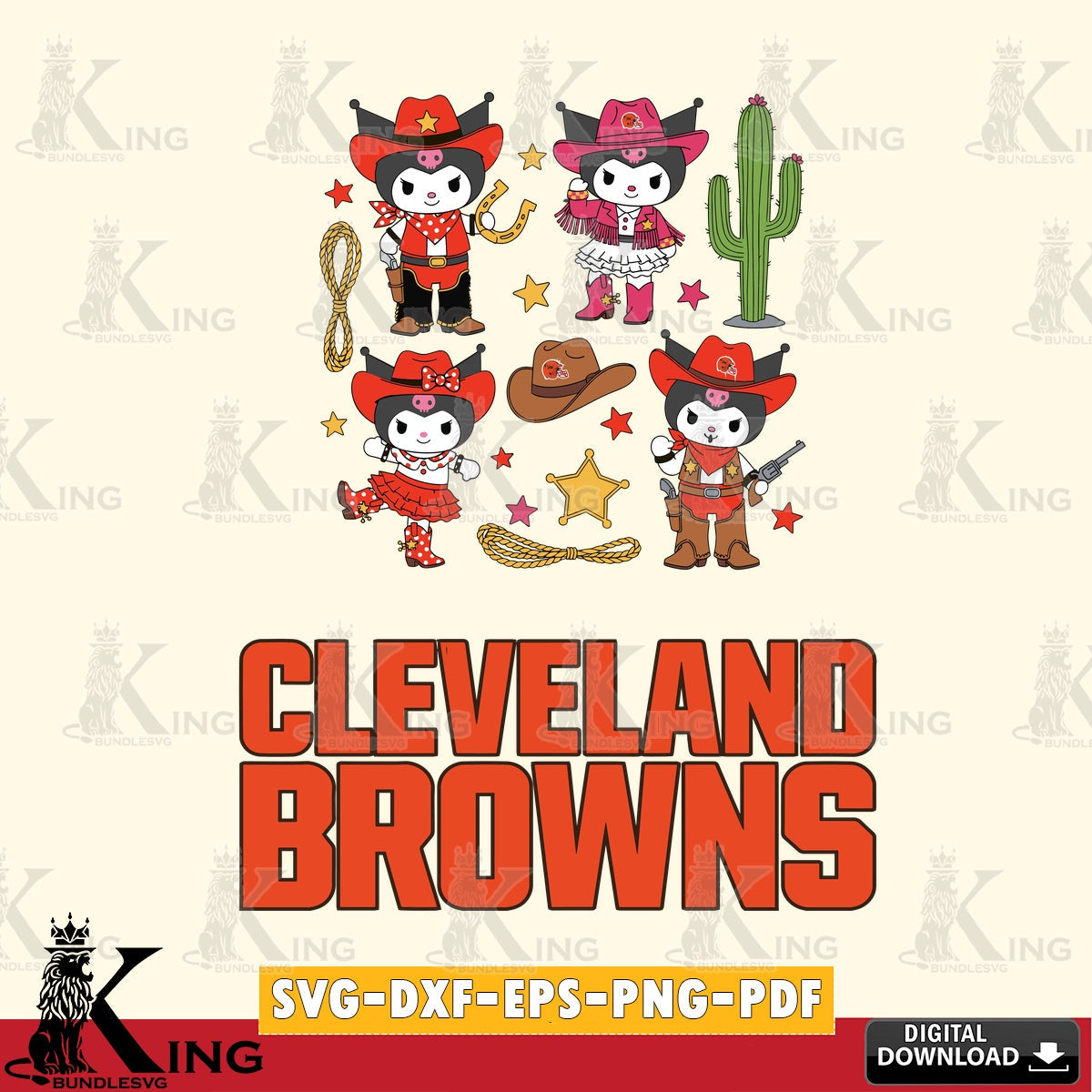Cleveland Browns Kuromi Cowboy Western SVG file, Cricut, Cut file , Digital Download , Instant Download, Sanrio svg, Clipart