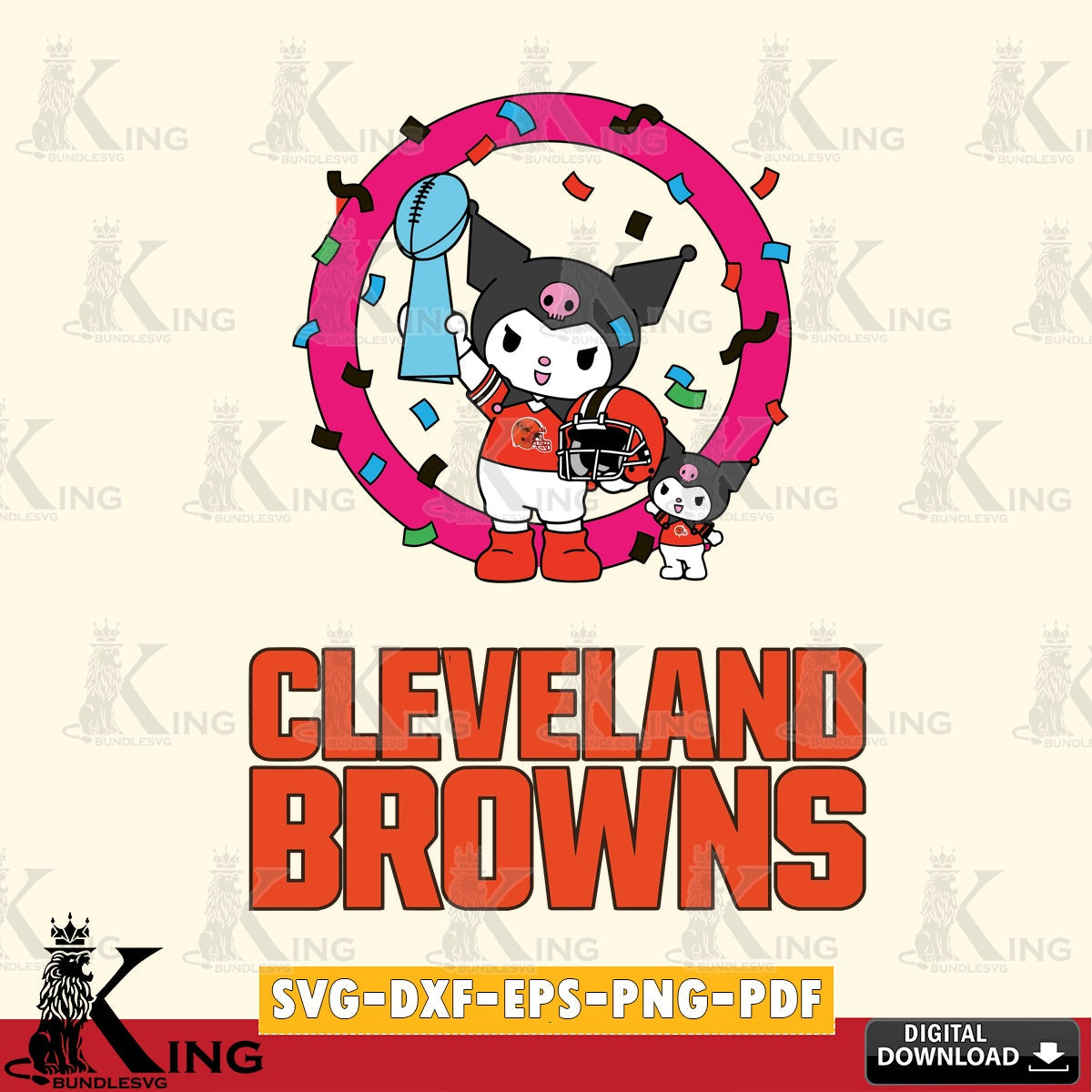 Cleveland Browns Kuromi Football Champion SVG file, Cricut, Cut file , Digital Download , Instant Download, Sanrio svg, Clipart