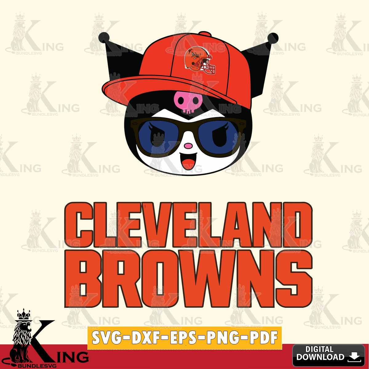 Cleveland Browns Kuromi Football Cool SVG file, Cricut, Cut file , Digital Download , Instant Download, Sanrio svg, Clipart