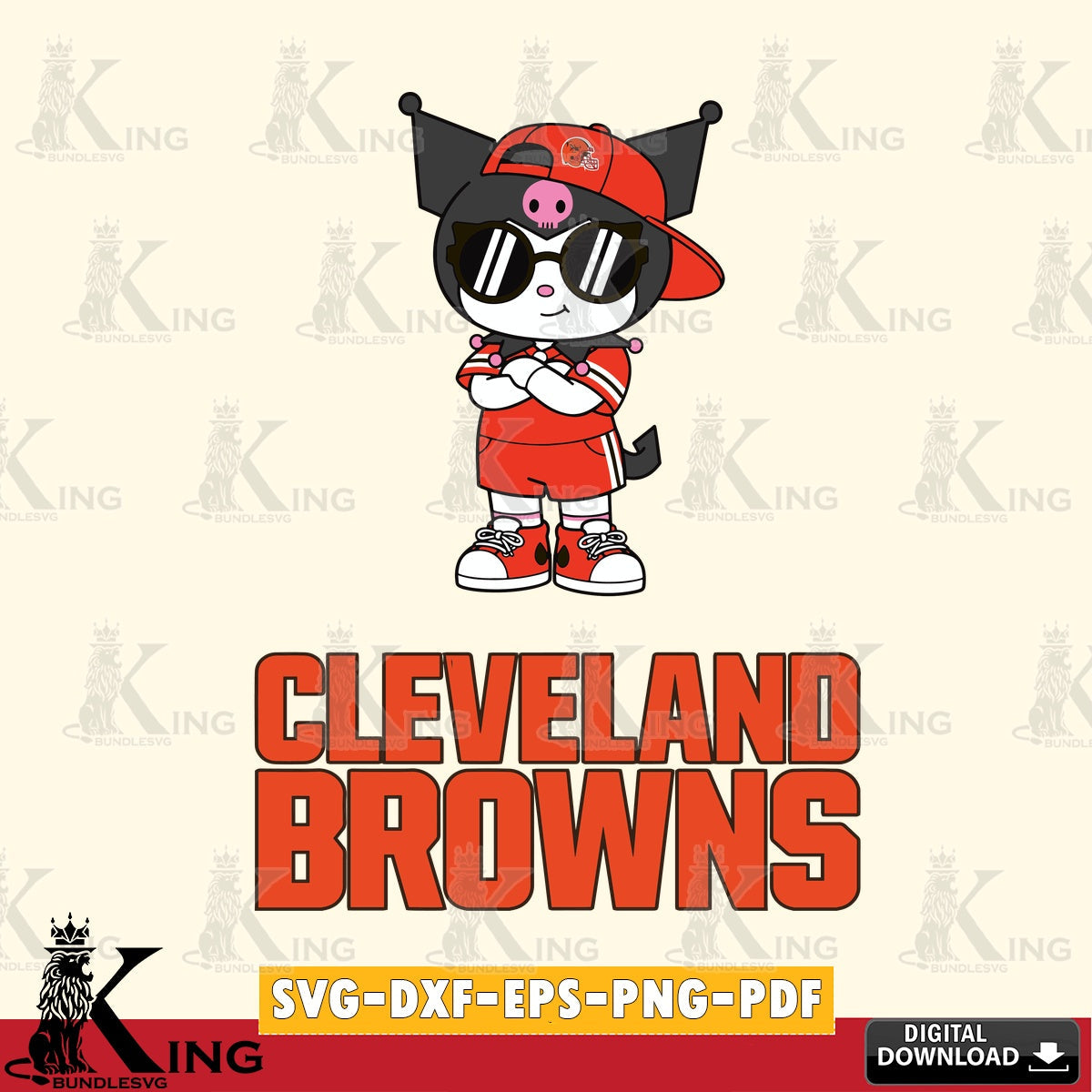 Cleveland Browns Kuromi Football Jersey SVG file, Cricut, Cut file , Digital Download , Instant Download, Sanrio svg, Clipart