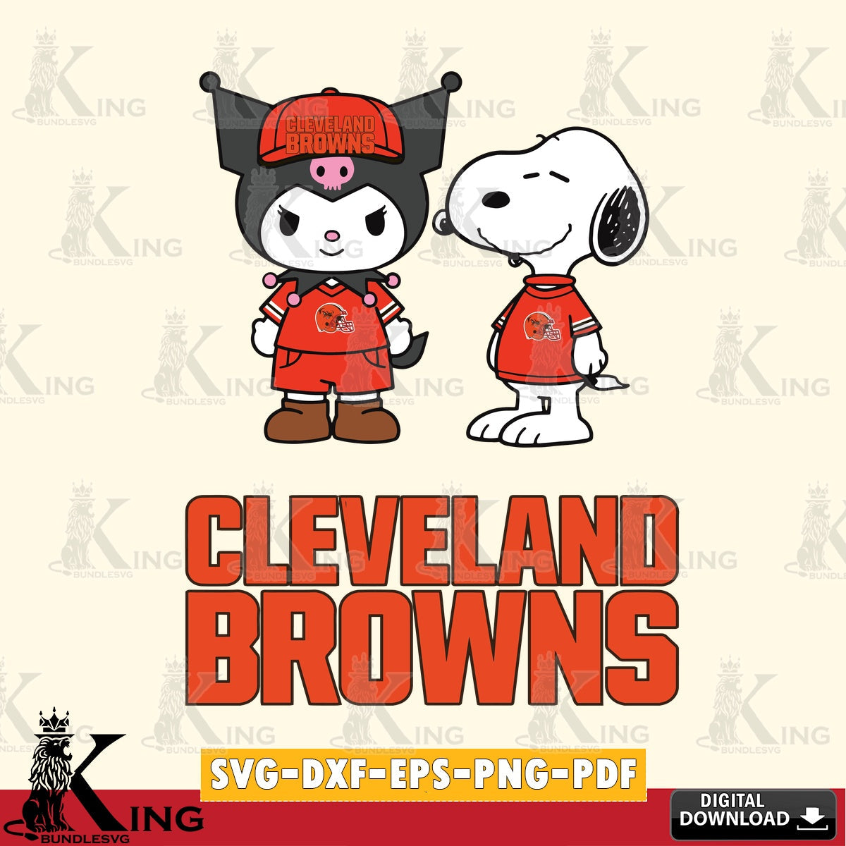 Cleveland Browns Kuromi Snoopy Football SVG file, Cricut, Cut file , Digital Download , Instant Download, Sanrio svg, Clipart