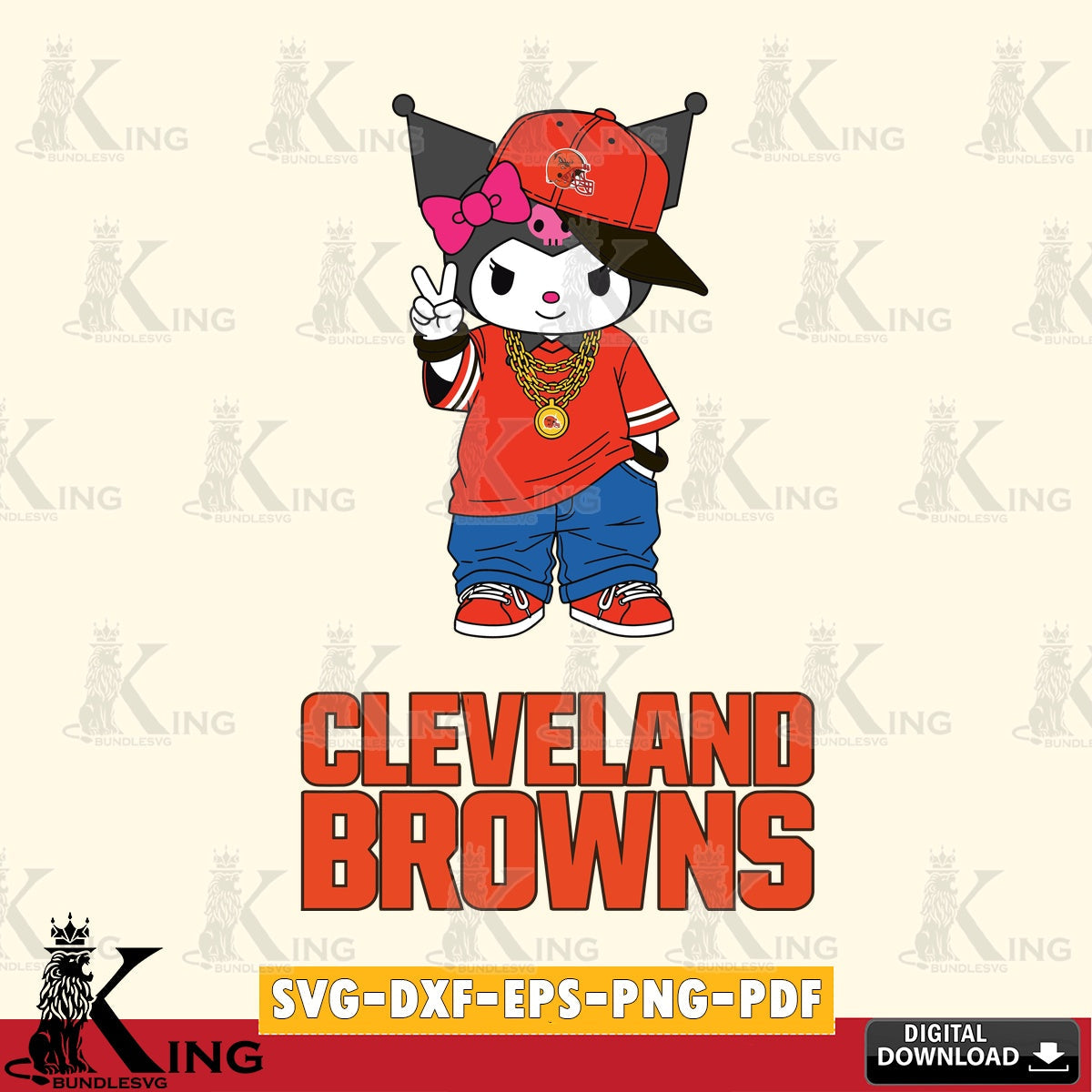 Cleveland Browns Kuromi Streetwear Style SVG file, Cricut, Cut file , Digital Download , Instant Download, Sanrio svg, Clipart
