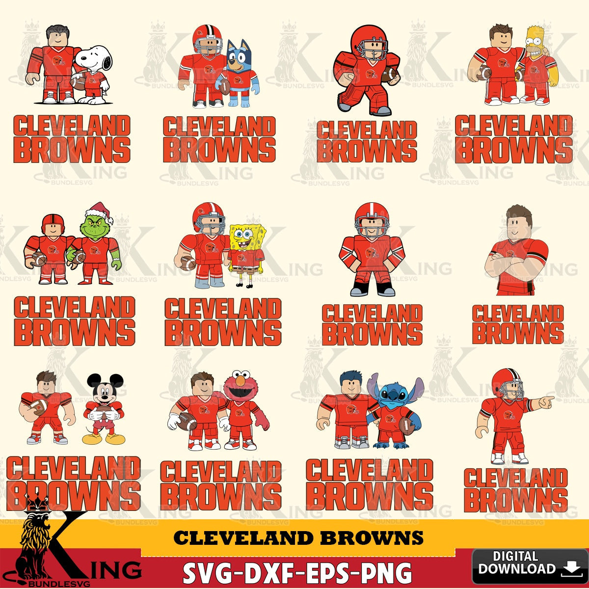 Cleveland Browns Roblox With Friends football NFL Bundle SVG file , Cricut, NFL File cut , Digital Download , PDF File