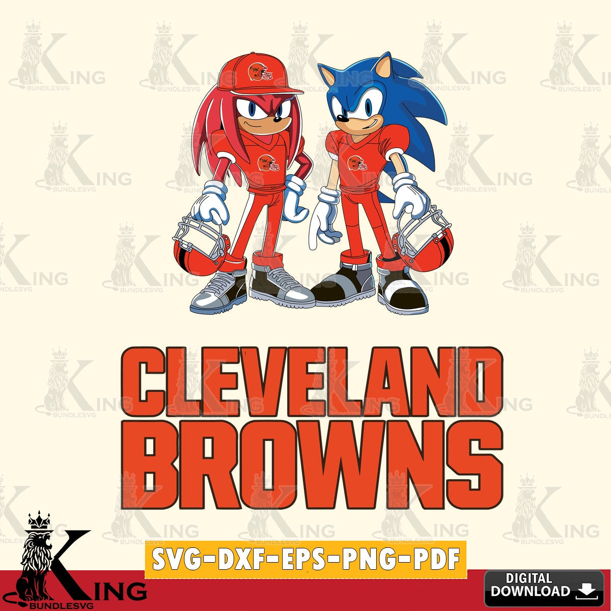 Custom design featuring Cleveland Browns Sonic And Knuckles player football, a cut file ideal for vinyl projects and T-shirt