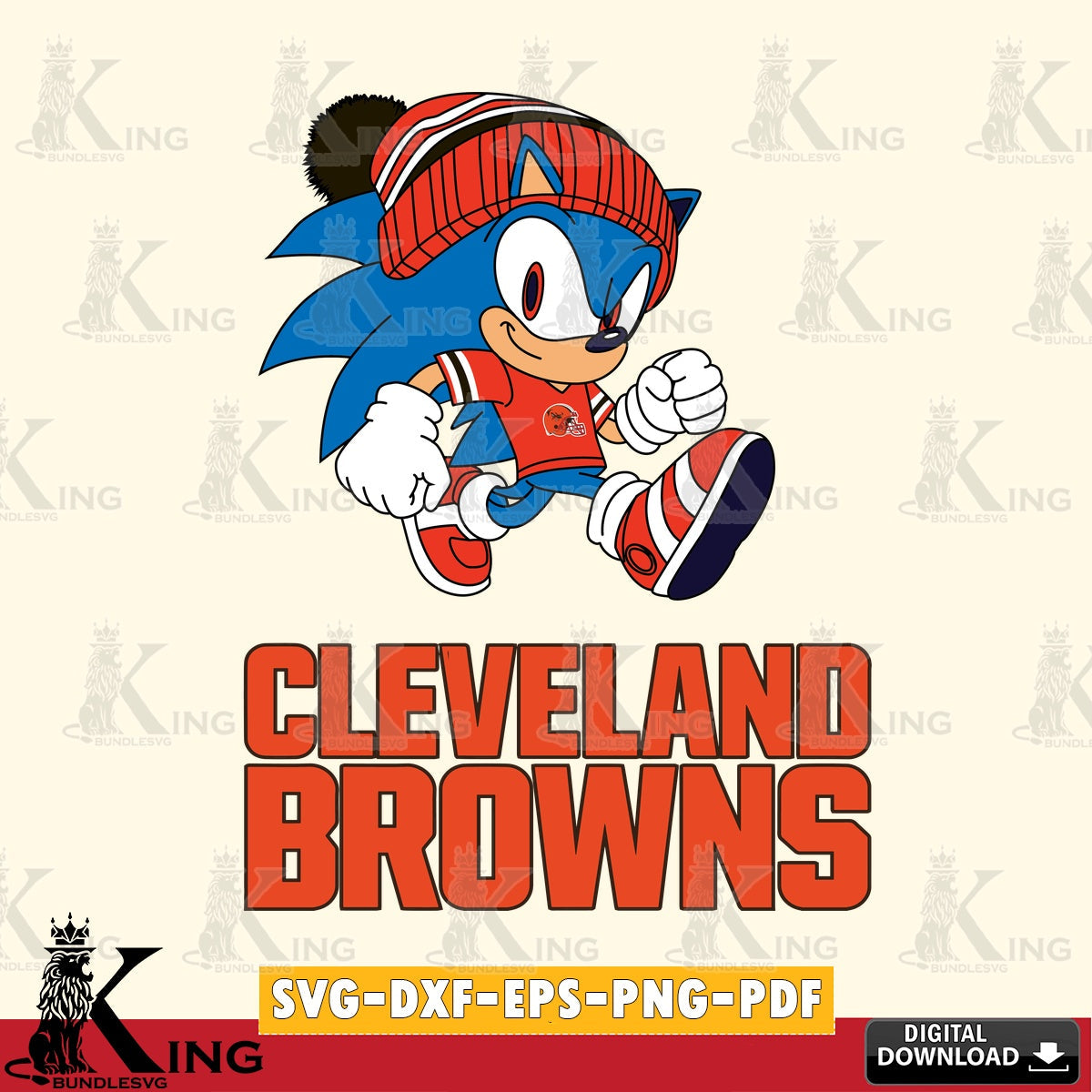 Digital download featuring Cleveland Browns Sonic Football SVG cut file for personalized gifts and laser projects