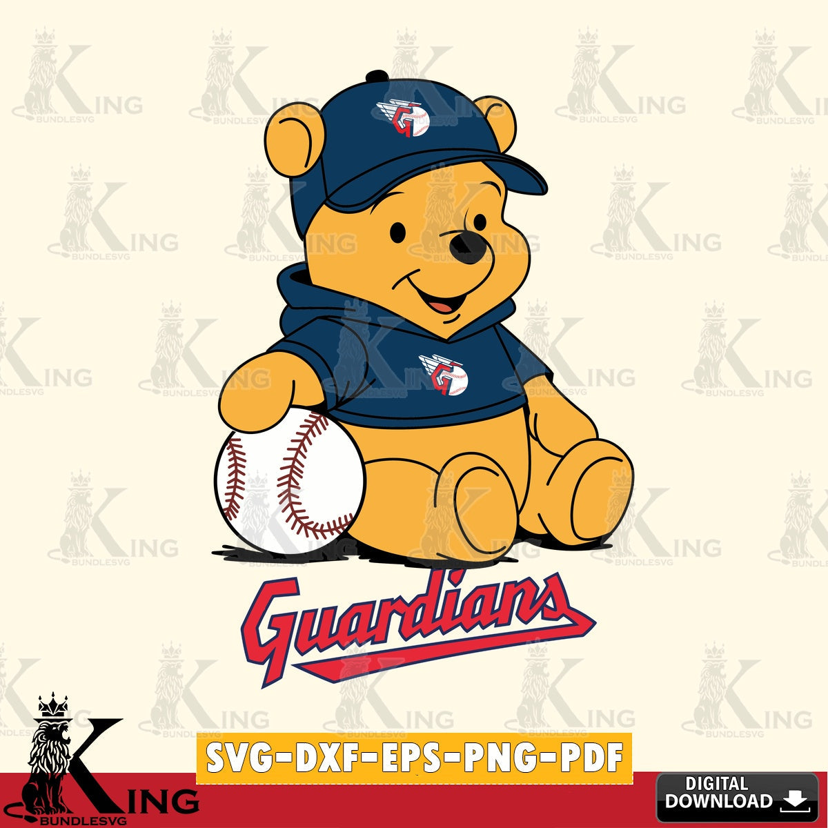 High-quality graphic of Cleveland Guardians Baseball Star Teddy SVG PNG design suitable for Glowforge and laser cutting