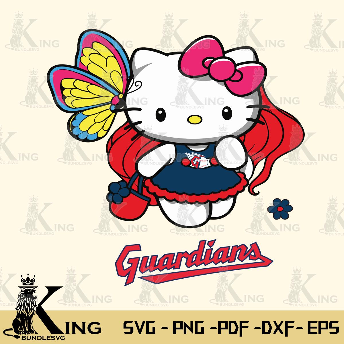 Cleveland Guardians Kitty Wings & Flowers Svg Eps Dxf Png File, Digital Download