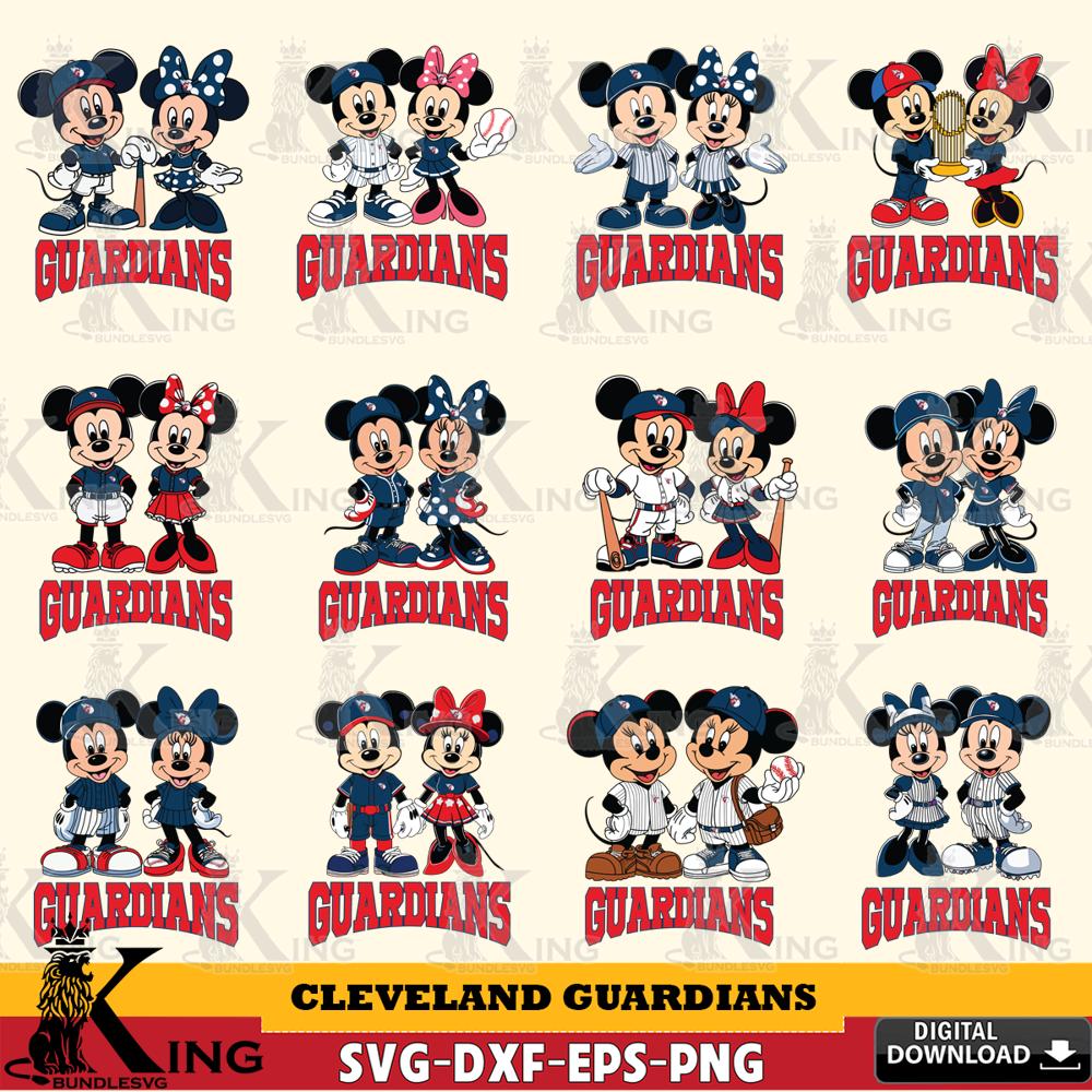 Cleveland Guardians Mickey Minnie MLB Bundle SVG DXF EPS PNG PDF, MLB for Cricut, Silhouette, Digital Download , file cut