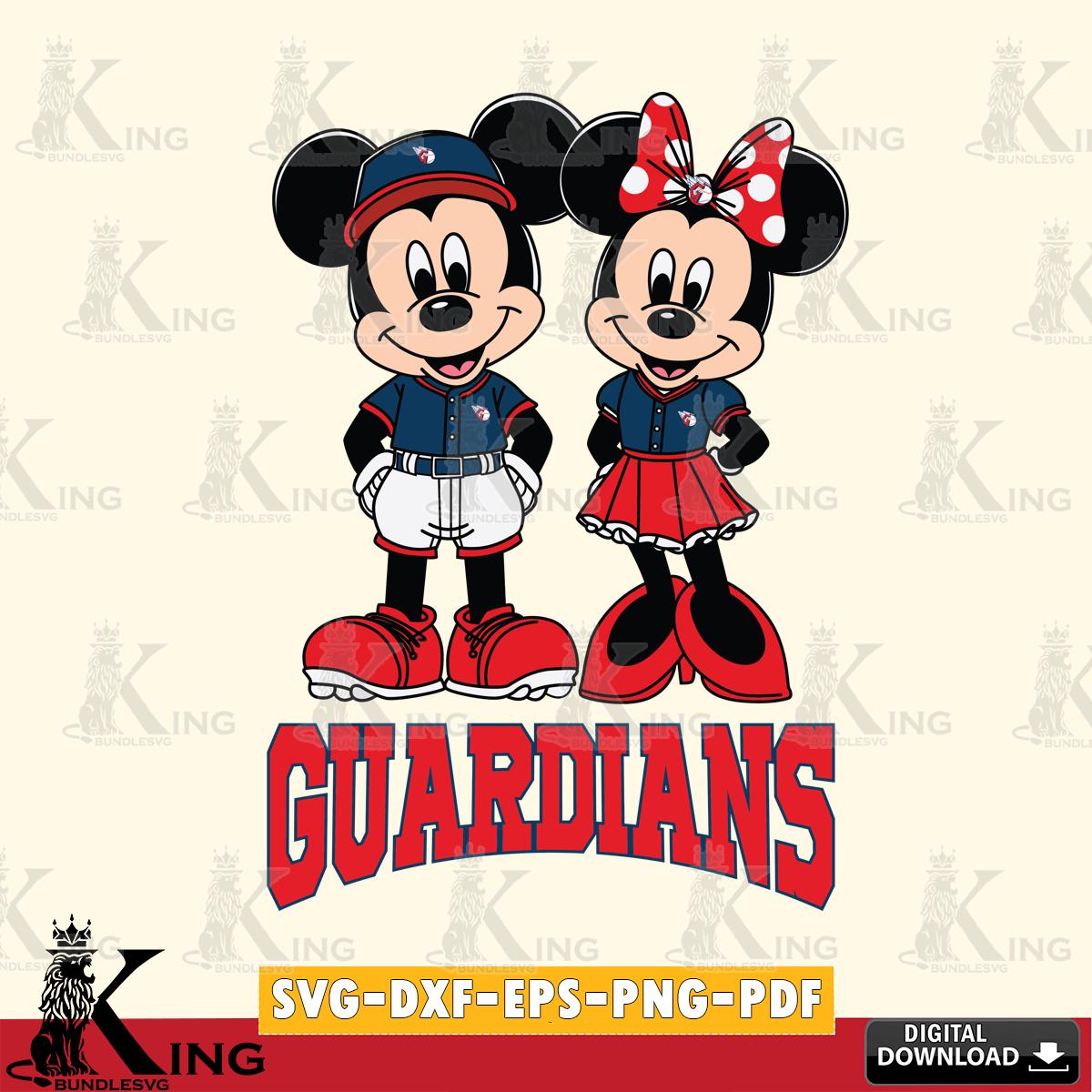 Cleveland Guardians Mickey Minnie Mouse Baseball SVG File, MLB for Cricut, Silhouette, Digital Download , file cut