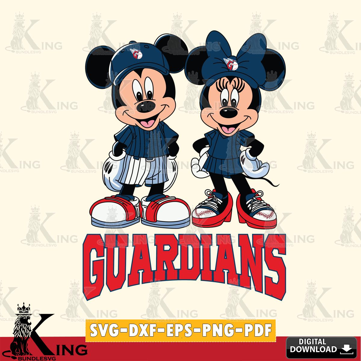 Cleveland Guardians Mickey Minnie Mouse Fan SVG File, MLB for Cricut, Silhouette, Digital Download , file cut