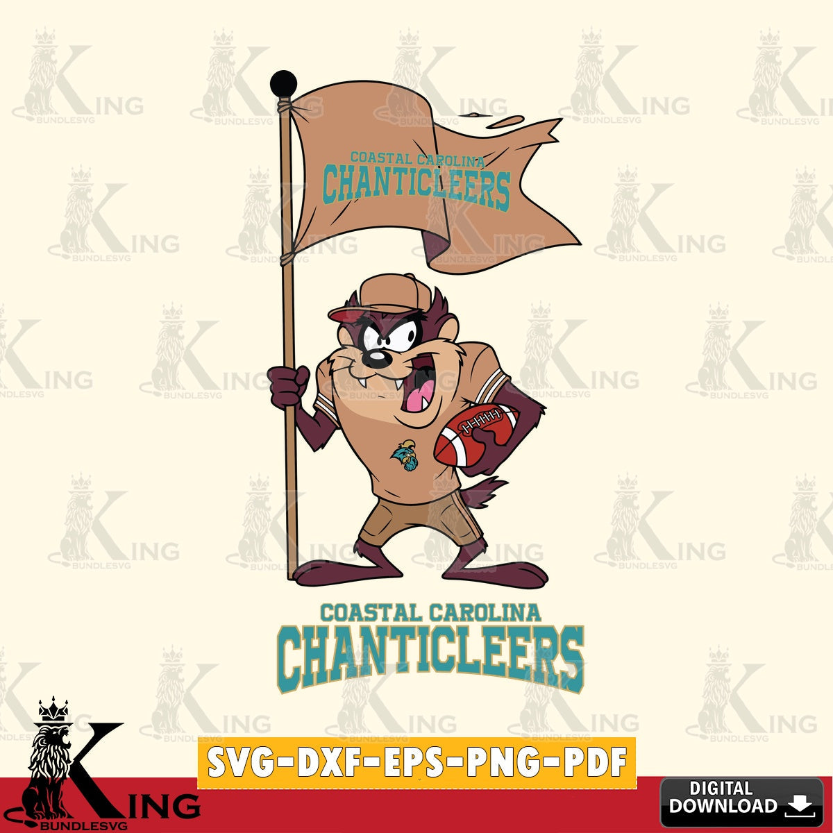 Coastal Carolina Chanticleers Football Taz Flag Art SVG file, Cut file , Digital Download , Instant Download, Taz svg, NCAA svg