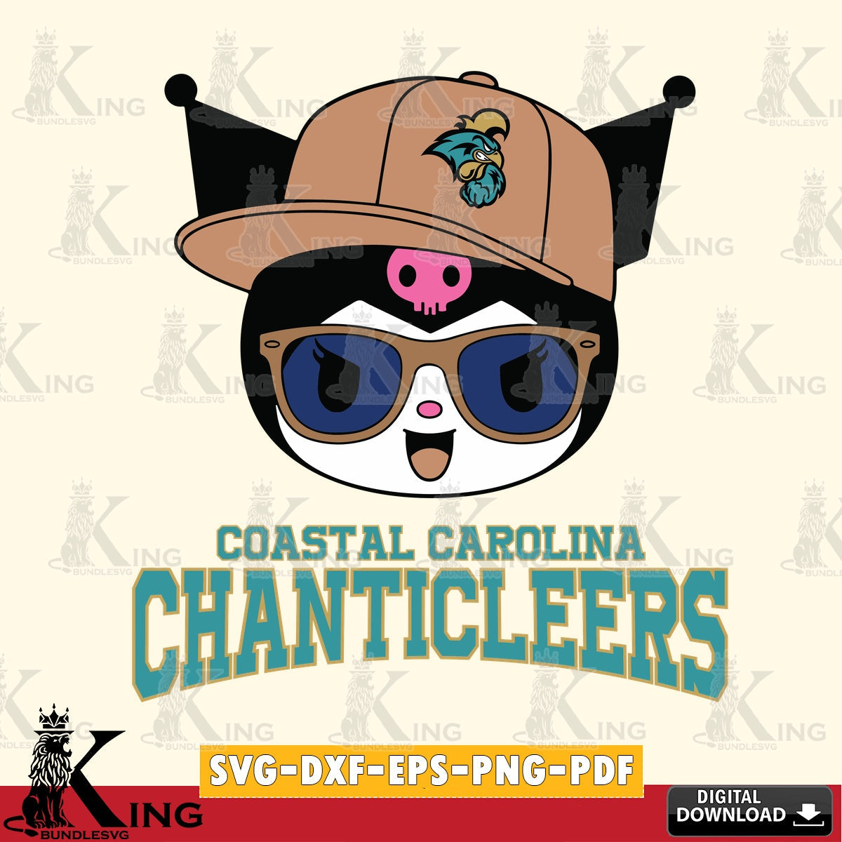 Coastal Carolina Chanticleers Kuromi Football Cool SVG file, Cricut, Cut file , Digital Download , Instant Download, Sanrio svg, Clipart