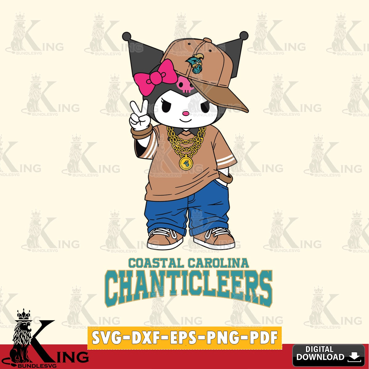 Coastal Carolina Chanticleers Kuromi Streetwear Style SVG file, Cricut, Cut file , Digital Download , Instant Download, Sanrio svg, Clipart