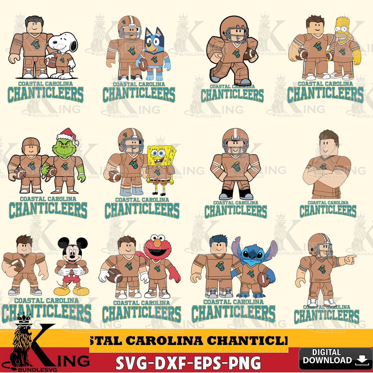Coastal Carolina Chanticleers Roblox With Friends football NCAA Bundle SVG file , NCAA Cricut, File cut , Digital Download , PDF File
