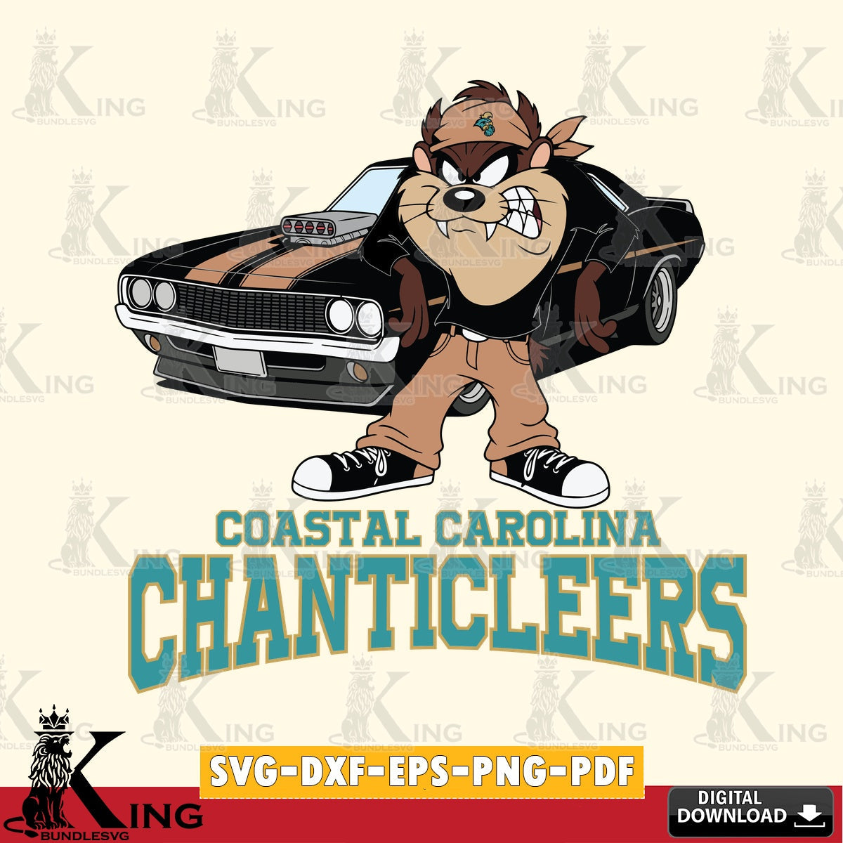 Coastal Carolina Chanticleers Taz Racing Car SVG file, Cut file , Digital Download , Instant Download, Taz svg, NCAA svg