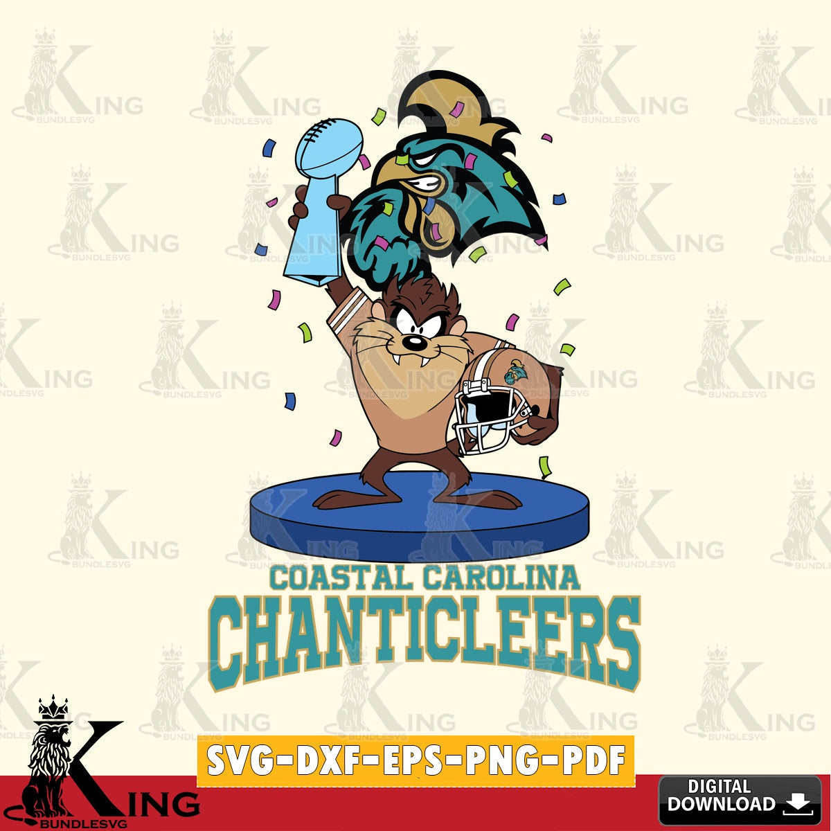 Coastal Carolina Chanticleers Taz Trophy Podium SVG file, Cut file , Digital Download , Instant Download, Taz svg, NCAA svg