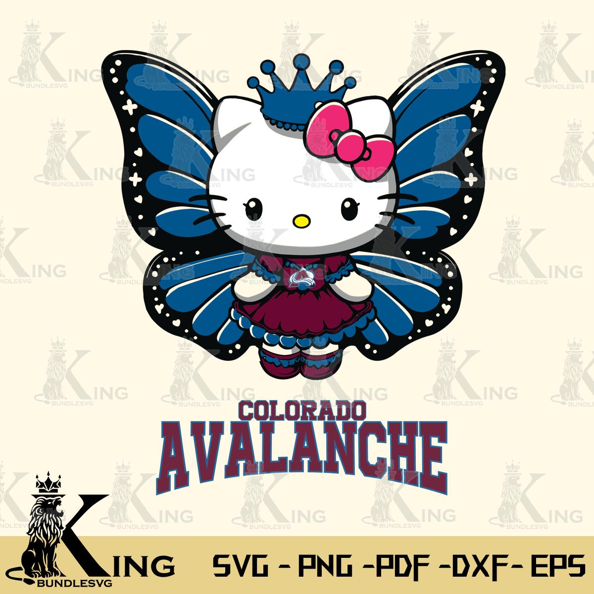 Colorado Avalanche Kitty Wings & Flowers Svg Eps Dxf Png File, Digital Download