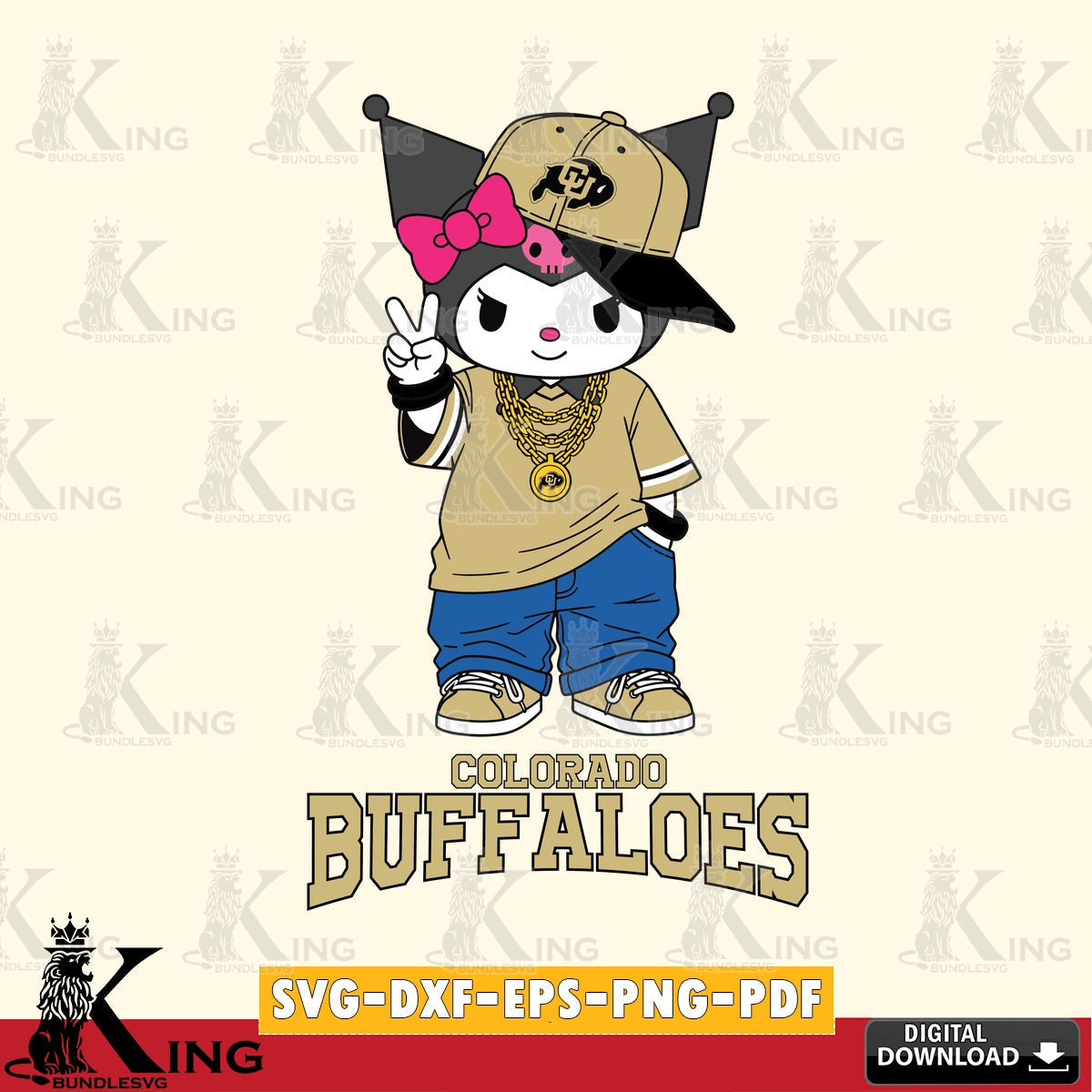 Colorado Buffaloes Kuromi Streetwear Style SVG file, Cricut, Cut file , Digital Download , Instant Download, Sanrio svg, Clipart