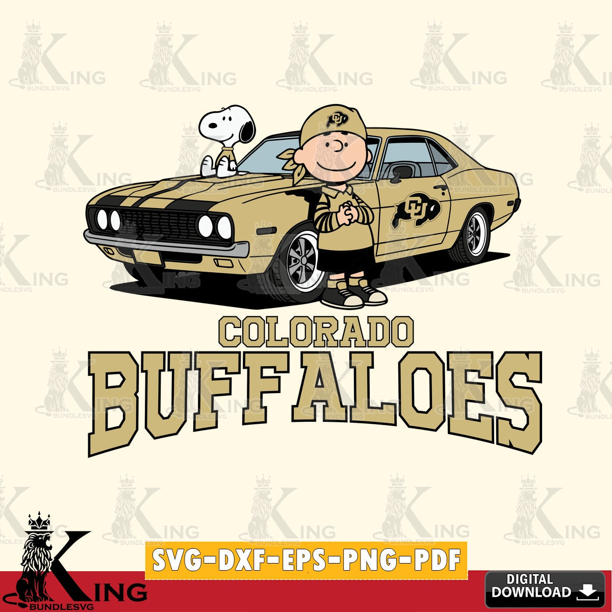 Colorado Buffaloes Peanuts Muscle Car SVG, Cricut, Cut file , Digital Download , Instant Download, Peanuts svg, NCAA svg, Football svg, Sport svg