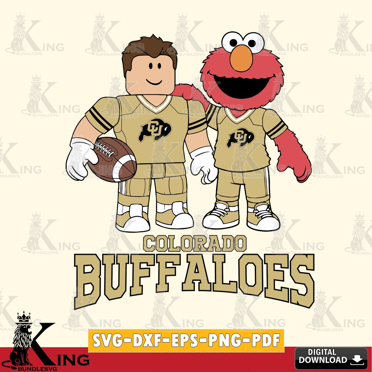Colorado Buffaloes Roblox & Elmo Football SVG file , NCAA Cricut, File cut , Digital Download , PDF File