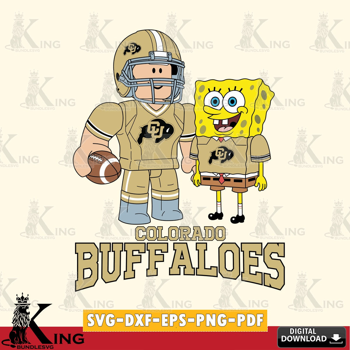 Colorado Buffaloes Roblox & Spongebob Football SVG file , NCAA Cricut, File cut , Digital Download , PDF File