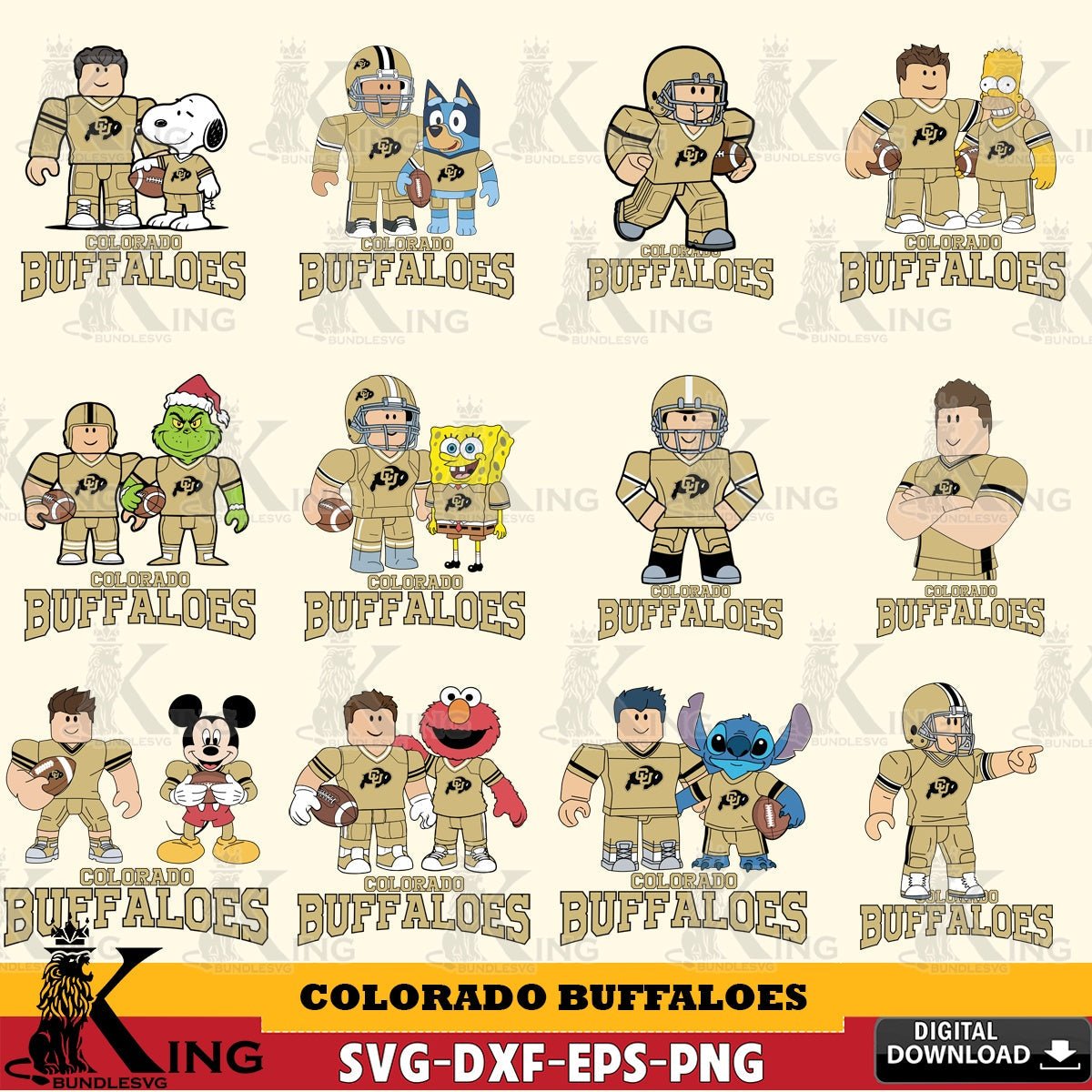 Colorado Buffaloes Roblox With Friends football NCAA Bundle SVG file , NCAA Cricut, File cut , Digital Download , PDF File
