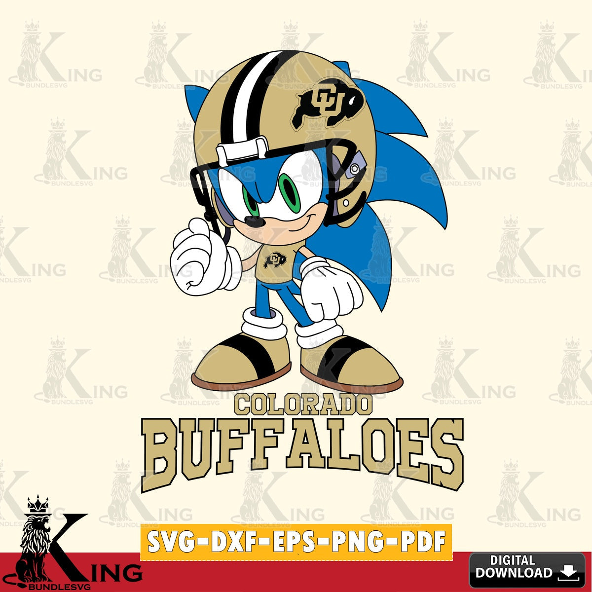 Colorado Buffaloes Sonic Football Mascot SVG file, Vector , Digital Download , PDF File , Instant Download
