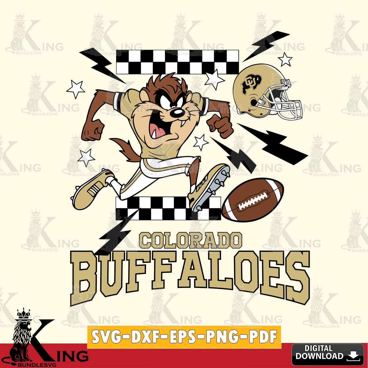 Colorado Buffaloes Taz Football Lightning SVG file, Cut file , Digital Download , Instant Download, Taz svg, NCAA svg