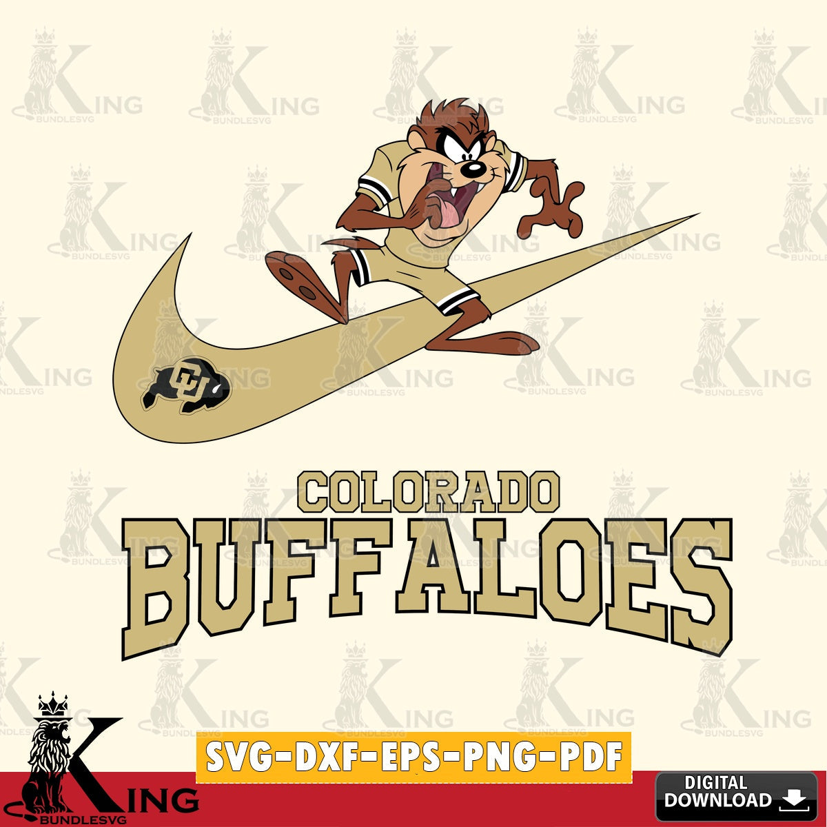 Colorado Buffaloes Taz Football Nike SVG file, Cut file , Digital Download , Instant Download, Taz svg, NCAA svg