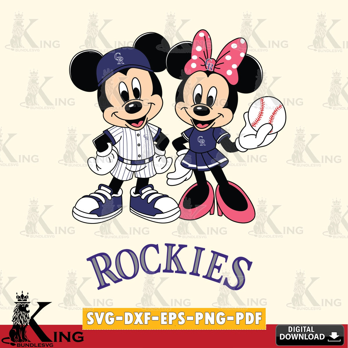 Colorado Rockies Baseball Mickey Minnie Mouse SVG file , For Cricut, File cut , Digital Download , PDF File, Cut Files