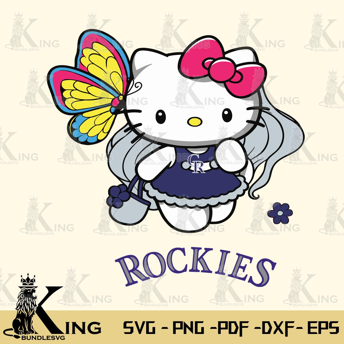 Colorado Rockies Kitty Wings & Flowers Svg Eps Dxf Png File, Digital Download