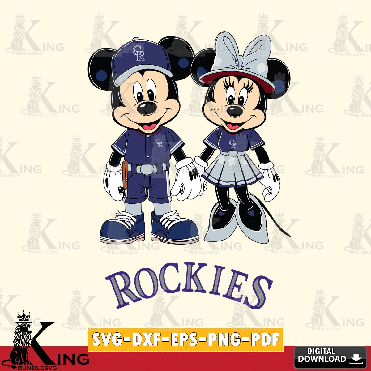Colorado Rockies Mickey Minnie Baseball SVG file , For Cricut, File cut , Digital Download , PDF File, Cut Files