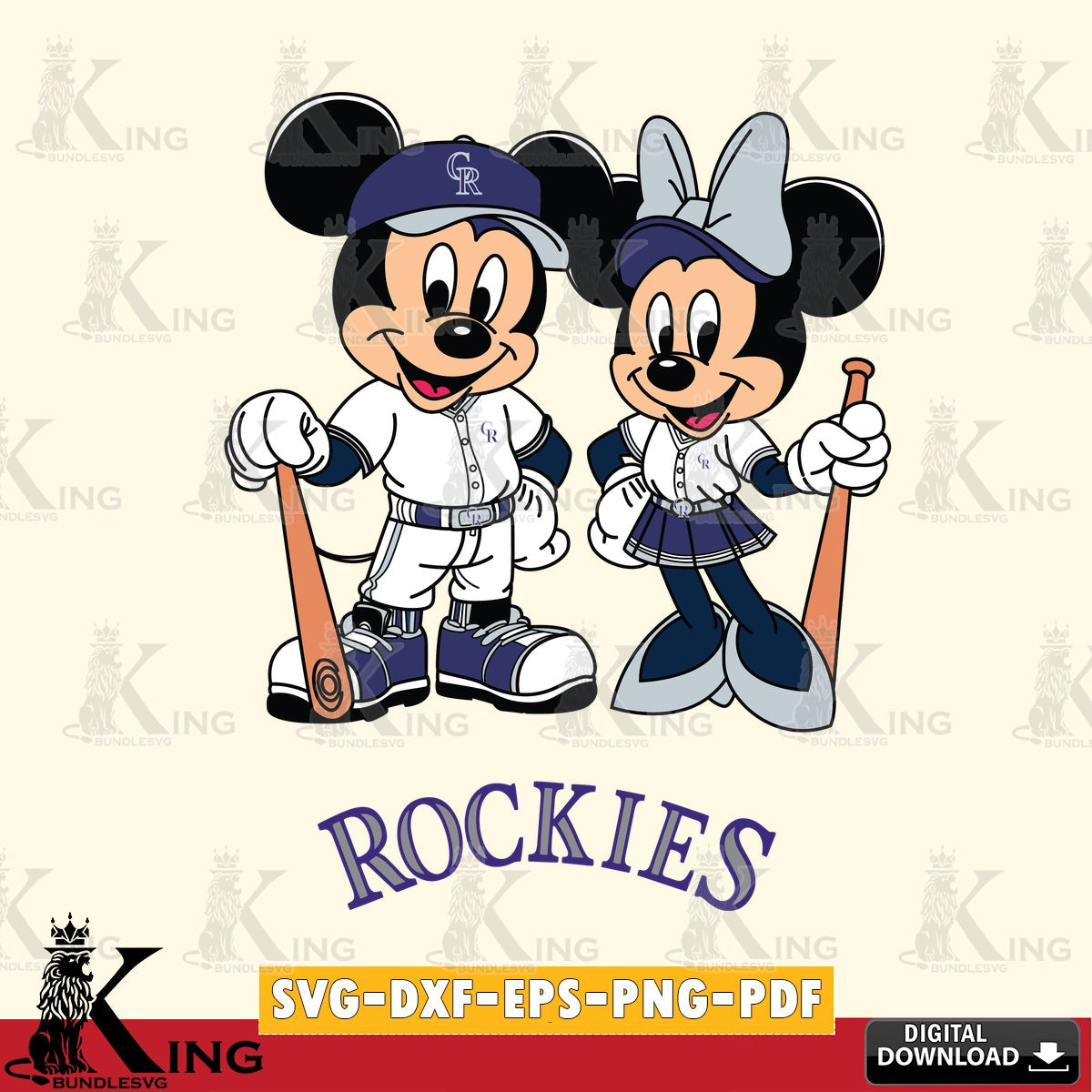 Colorado Rockies Mickey Minnie Mouse player SVG file , For Cricut, File cut , Digital Download , PDF File, Cut Files