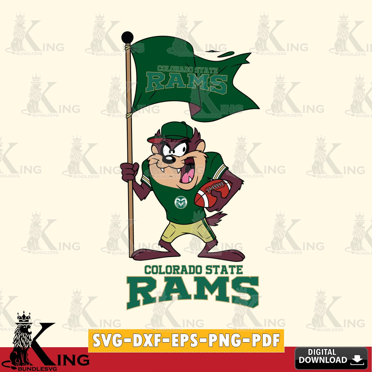 Colorado State Rams Football Taz Flag Art SVG file, Cut file , Digital Download , Instant Download, Taz svg, NCAA svg