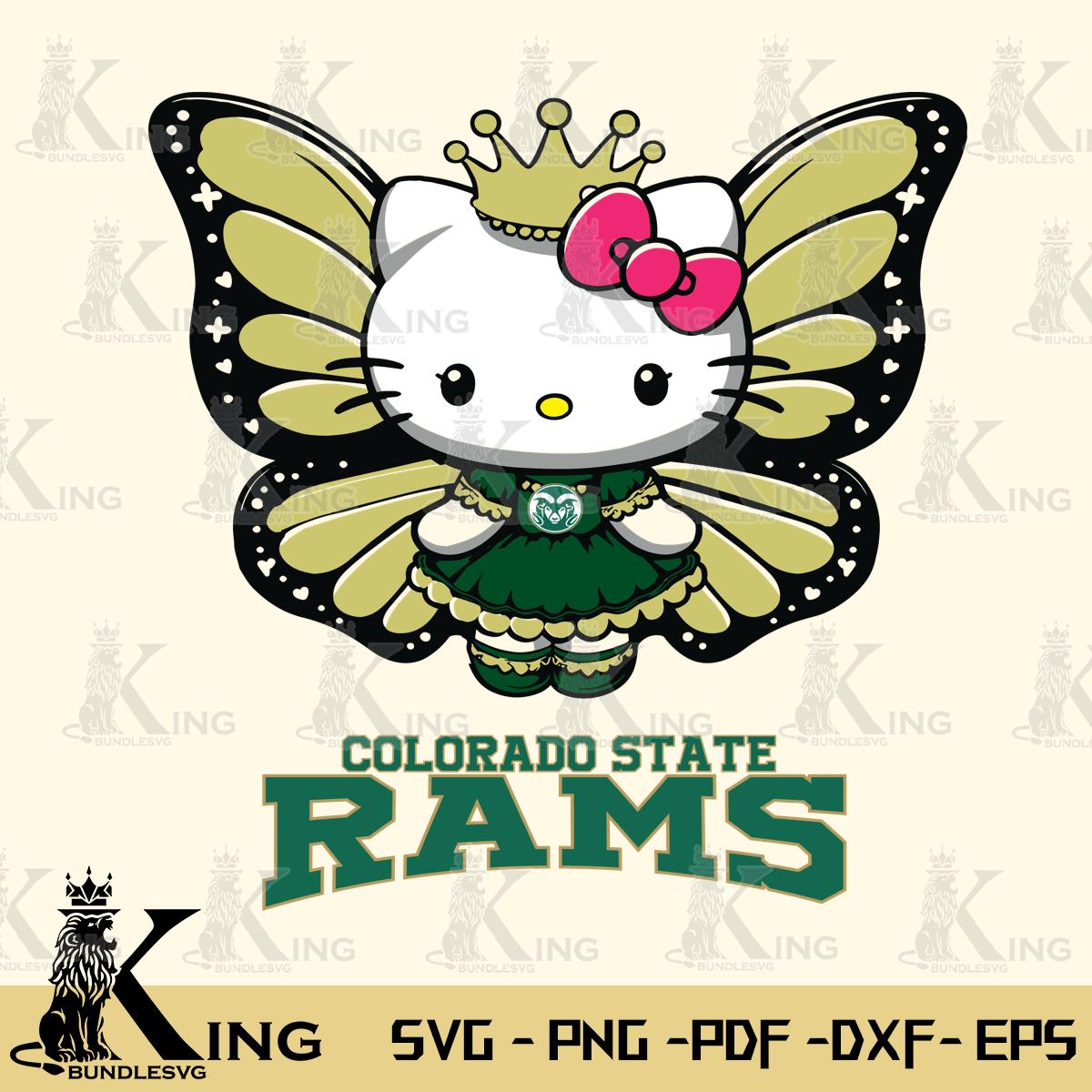 Colorado State Rams Kitty Wings & Flowers Svg Eps Dxf Png File, Digital Download