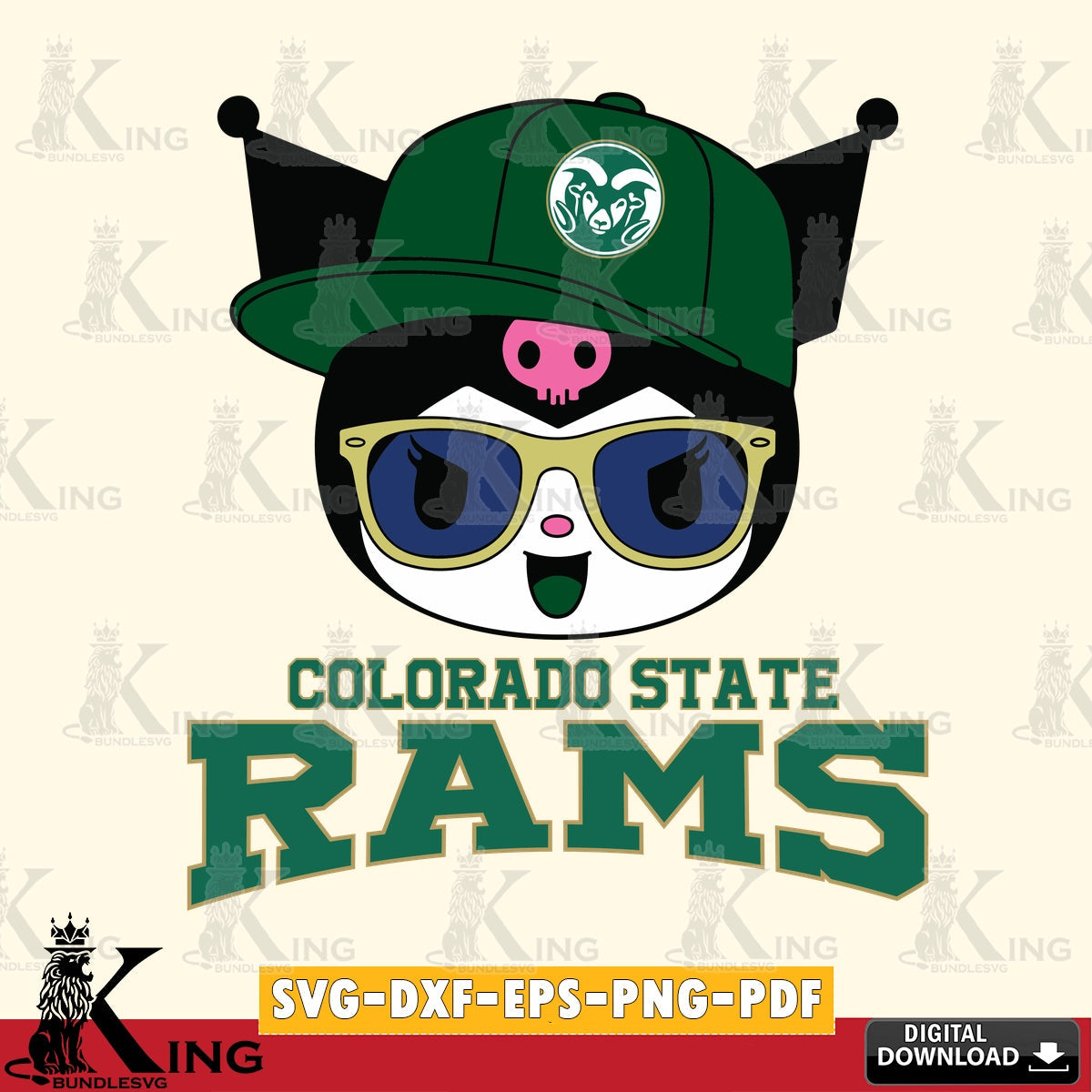 Colorado State Rams Kuromi Football Cool SVG file, Cricut, Cut file , Digital Download , Instant Download, Sanrio svg, Clipart
