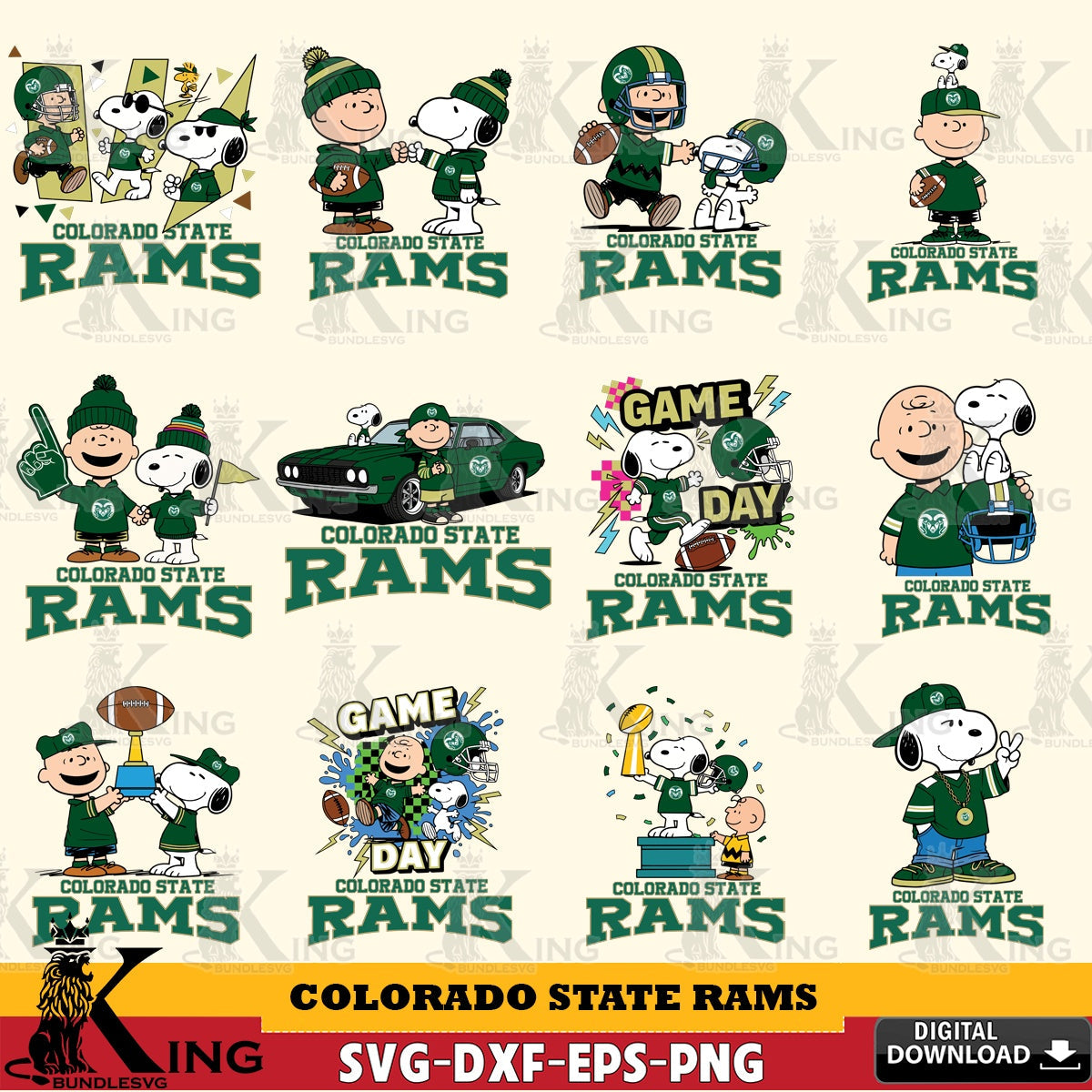 Colorado State Rams Peanuts Football NCAA Bundle SVG, Cricut, Cut file , Digital Download , Instant Download, Peanuts svg, NCAA svg, Football svg, Sport svg