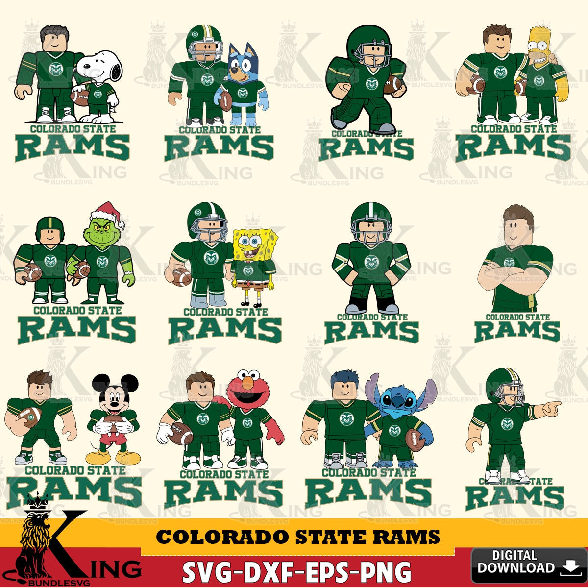 Colorado State Rams Roblox With Friends football NCAA Bundle SVG file , NCAA Cricut, File cut , Digital Download , PDF File