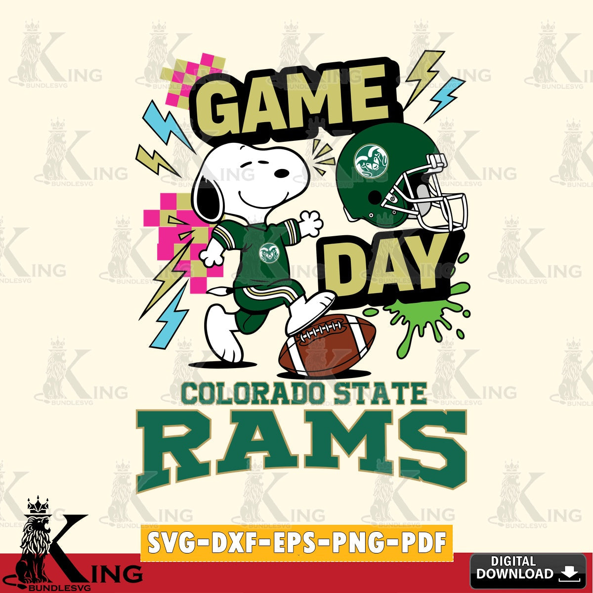 Colorado State Rams Snoopy Game day SVG, Cricut, Cut file , Digital Download , Instant Download, Peanuts svg, NCAA svg, Football svg, Sport svg