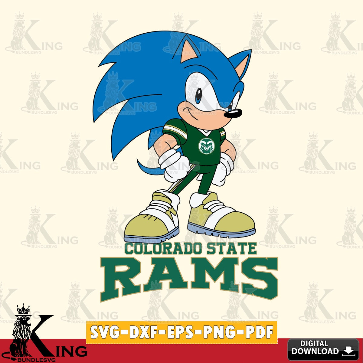 Creative design featuring Colorado State Rams Sonic Football Star Mascot SVG PNG files perfect for Cricut and Silhouette cutting