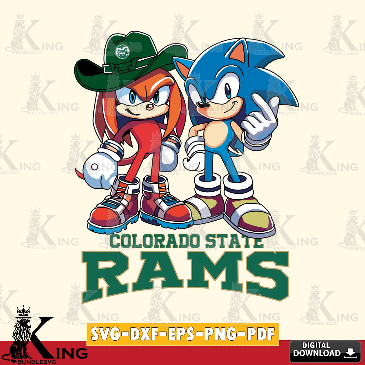 Colorado State Rams Sonic & Knuckles Football Mascot SVG file, Vector , Digital Download , PDF File , Instant Download