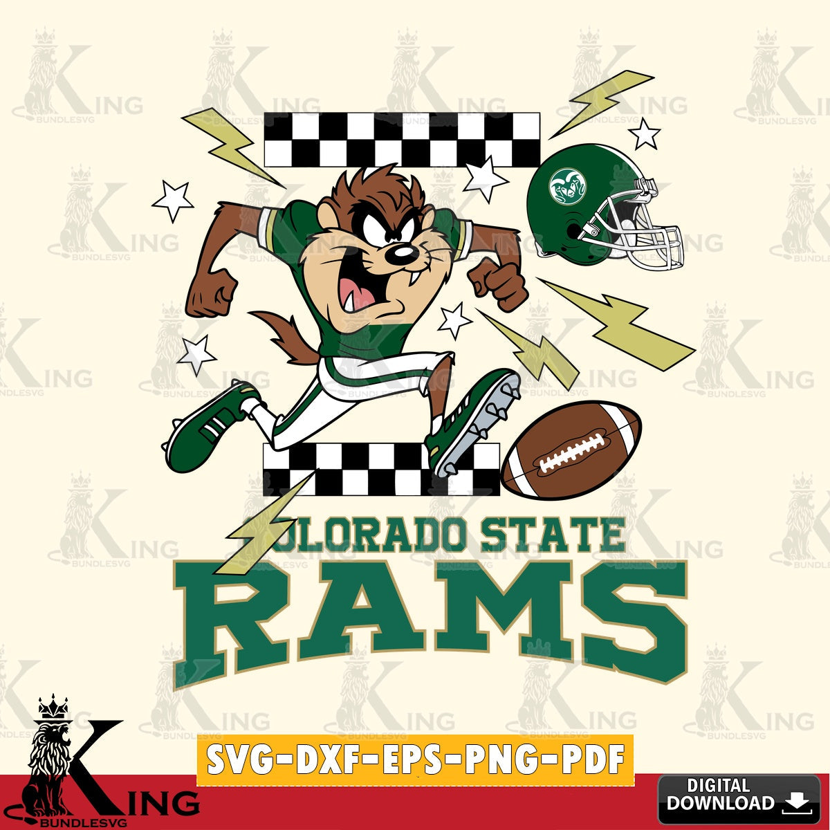 Colorado State Rams Taz Football Lightning SVG file, Cut file , Digital Download , Instant Download, Taz svg, NCAA svg
