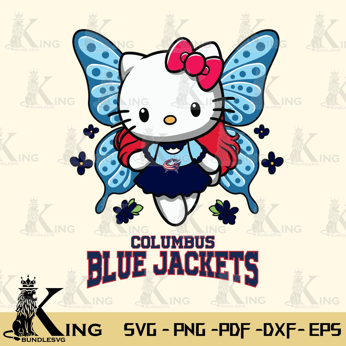 Columbus Blue Jackets Butterfly Kitty Charm Svg Eps Dxf Png File, Digital Download
