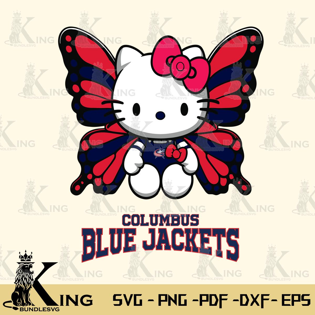 Columbus Blue Jackets Butterfly Kitty Delight Svg Eps Dxf Png File, Digital Download