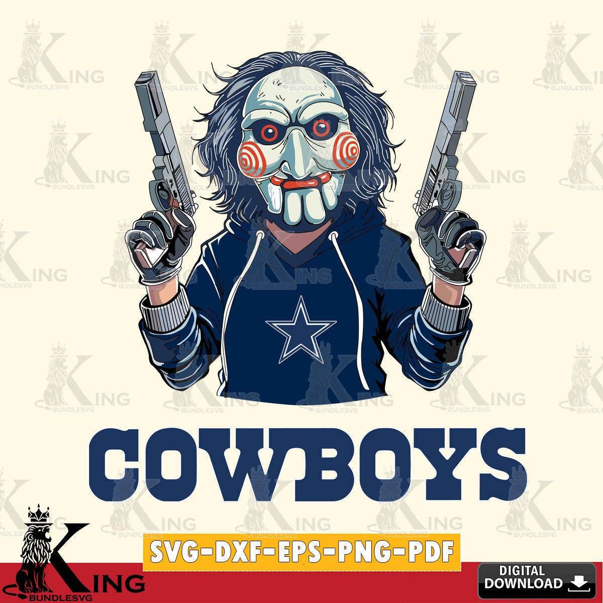 Unique artwork depicting Dallas Cowboys Jigsaw Billy Football, versatile clip art for stickers, decals, and mugs.